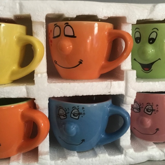 Levtov Silly 3D Whimsical Italian Cappuccino Cups and Saucers Set of 6 - Picture 2 of 8